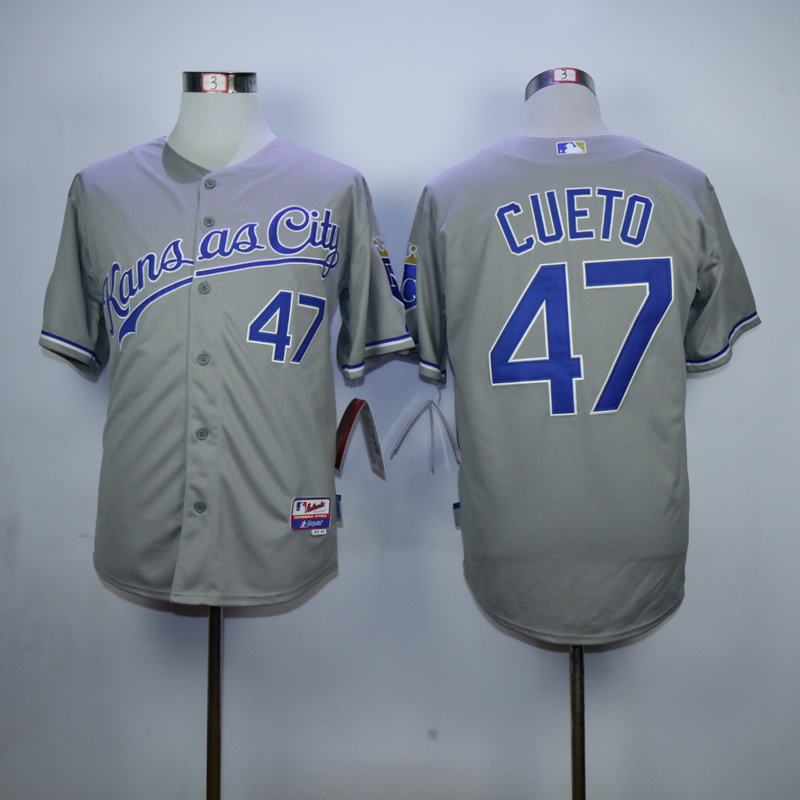 Men Kansas City Royals #47 Cueto Grey MLB Jerseys->kansas city royals->MLB Jersey
